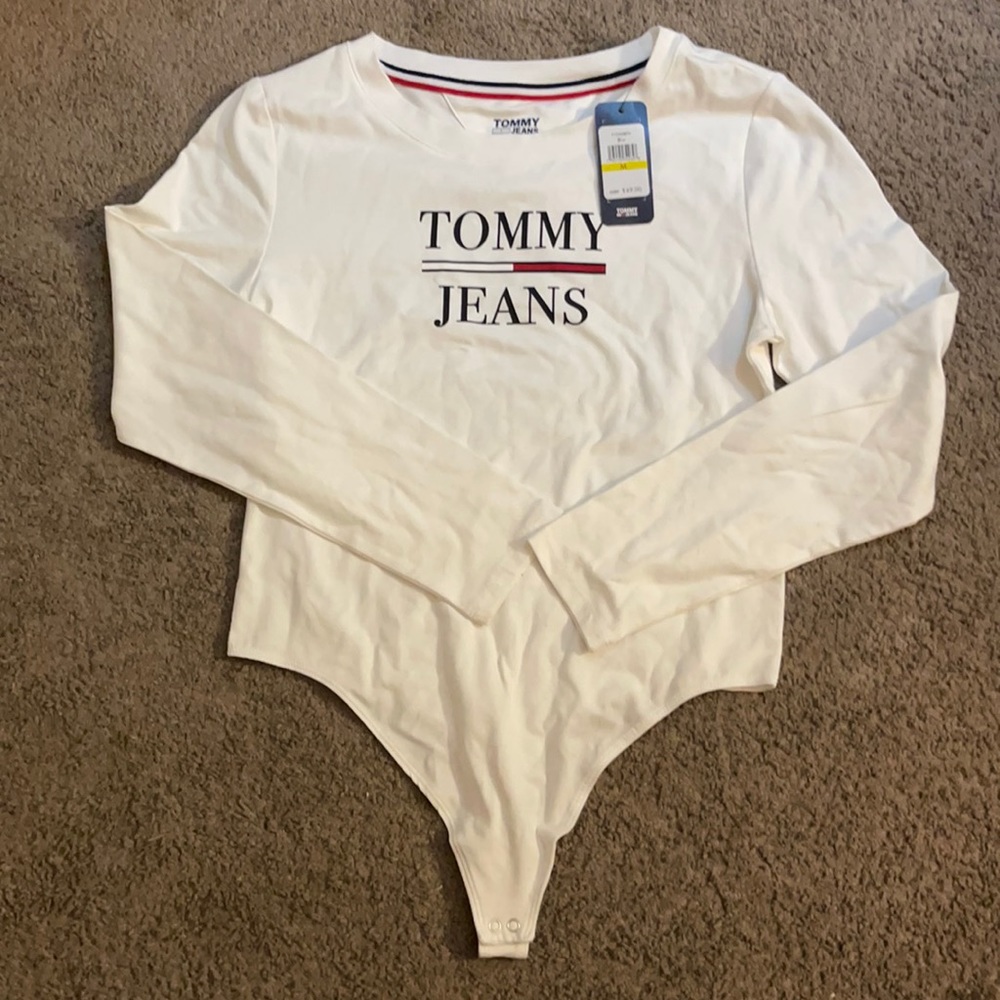 All White Tommy Hilfiger Long Sleeve Body Suit